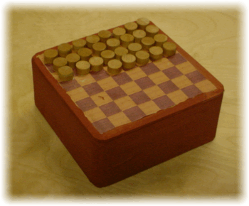 Draughts set with storage box