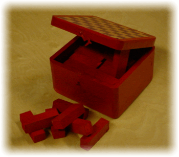 Red jenga set and storage box