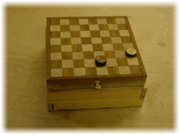 Wooden chess set with laser engraved and cut pieces